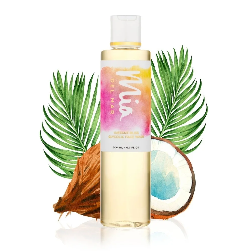 Mia Del Mar Instant Bliss Glycolic Face Wash, Smooth & Glowing, 6.7 fl oz, New - Picture 1 of 4